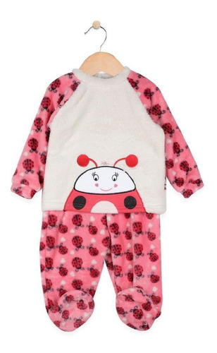 Pijama Térmica Bebé Niña Algodón Invierno Rosa/blanco