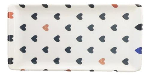 Bandeja Cerâmica Heart Coração 24cm Retângular Decoração Cor Coração