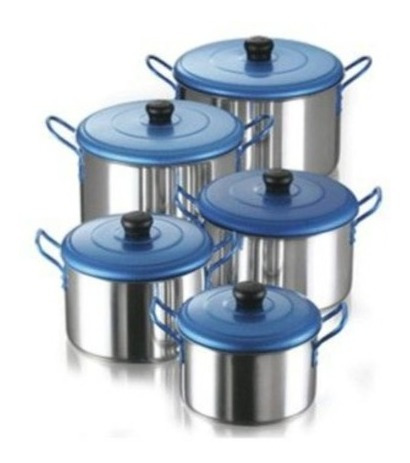 Juego De Ollas Tapa Azul Imusa X 5 Aluminio Cocina