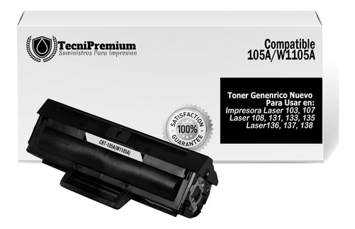 Toner Genérico 105 | Para Laser 103a 107a 108a | Sin Chip 