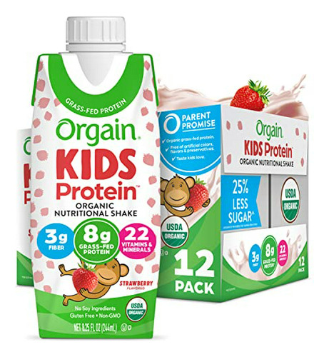 Batido Proteico Orgánico Para Niños - Fresa.