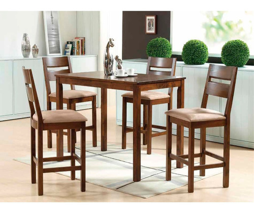 Juego Comedor 4 Sillas Madera Asientos Forrados Microgamuza