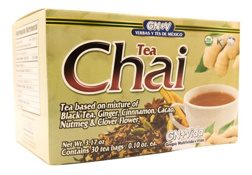 Té Chai (30 Sobres) Gn+vida /cacao,té Negro, Canela ,nuez