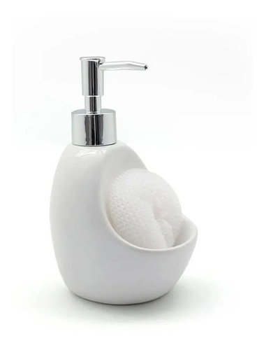 Dispenser Jabon Liquido Detergente Ceramica Blanco Esponja