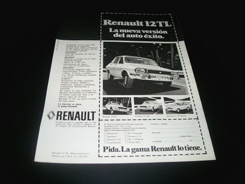 (pa023) Publicidad Clipping Renault 12 Tl * 1977