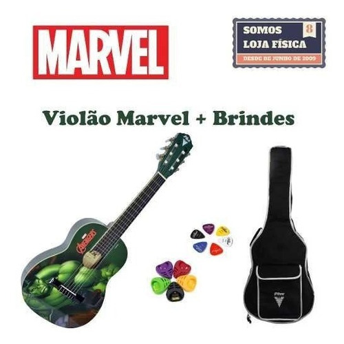 Violão Infantil Phx Marvel Incrível Hulk + Brindes