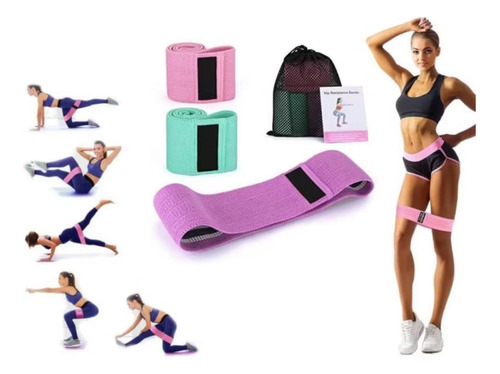Bandas Elásticas De Tela Ejercicio Pro- 3 Piezas Con Bolso