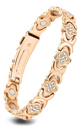 Pulseira Feminina De Cobre Puro, Ajustável, Joia De Trevo