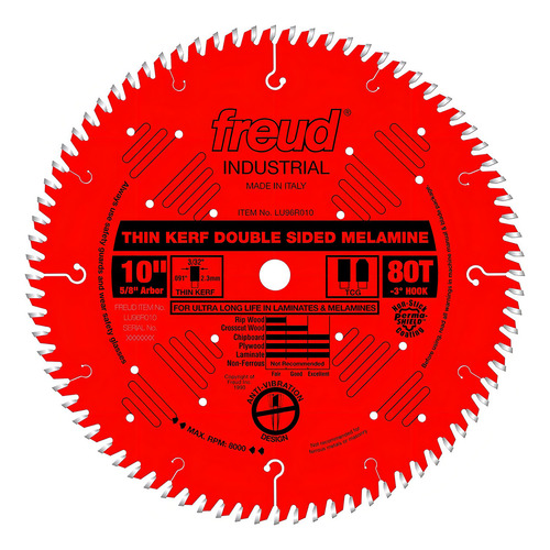 Disco De Corte Freud 10x 80t Thin Kerf Laminado / Melamina