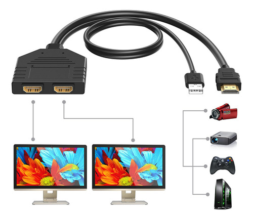 Divisor Hdmi 4k 60hz 1 En 2 Salidas Cable Hdmi Macho A Doble