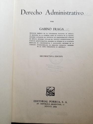 A0 Derecho Administrativo 18a Edición Gabino Fraga (Usado)