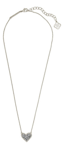 Kendra Scott Ari Collar Colgante Ajustable Corazon Platinado