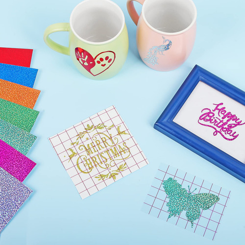 Vinil De Corte Adhesivo Para Cricut Cameo Silhouette Holográfico Sparkle 30cm 12 Hojas Stampcolour