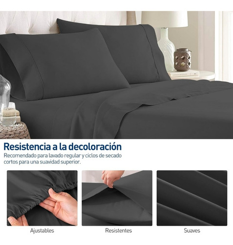 Sabana Matrimonial Microfibra Frescas Hipoalergénicas Negro Liso