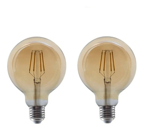 2 Lamparas Led Multi Filamento Vintage Globo 8w