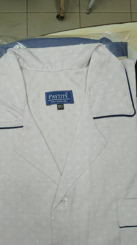 Imagen 2 de 9 de Pijama Hombre Camisero M/ Larga P/ Largo Prendido Adelante