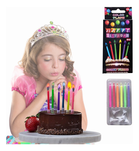 Kit 30 Velas De Cumpleaños Aniversario Colores Fiesta Mágica