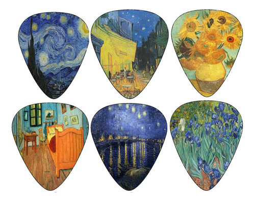 Puas De Guitarra Con Diseno De Pinturas De Van Gogh