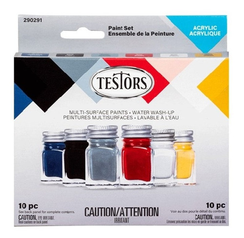 Set De 6 Pinturas Acrílicas Colores Brillantes Testors