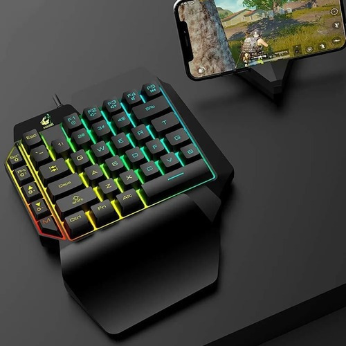 Imagen 4 de 5 de Teclado Gamer Una Mano Usb Mini Keyboard Con Luces Rgb