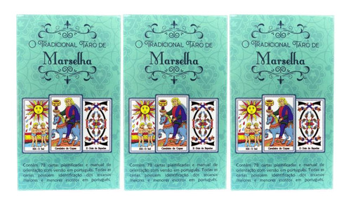 Kit  Com 3 Baralhos O Tarot De Marselha 78 Cartas