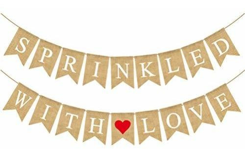 Banderines - Amosfun Burlap Sprinkled With Love Banner Baby 