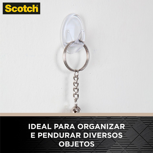 Gancho 3m Scotch Transparente Pequeno Fixação Permanente 4
