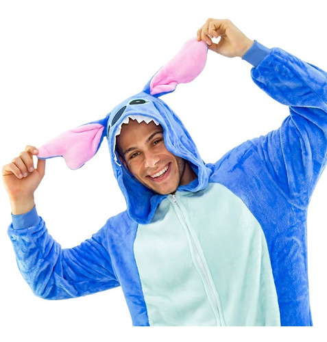 Imagem 4 de 10 de Pijama Macacão Pelúcia Stitch Kigurumi - Original Disney