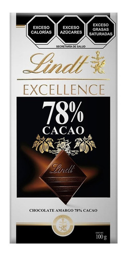 Lindt Excellence Chocolate Amargo 78% Cocoa Barra 100g Cacao