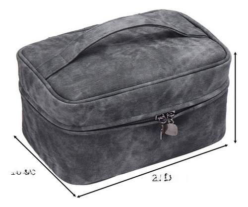 Bolsa De Maquillaje De Viaje Con Textura De Mezclilla De Gra