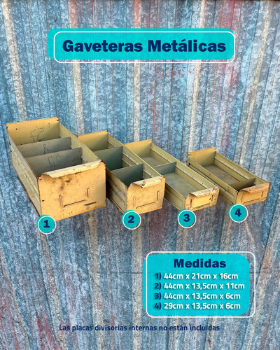 Gaveta Metálica Reforzada Estantería Modular 44x13,5x11cm Marrón (Usado)