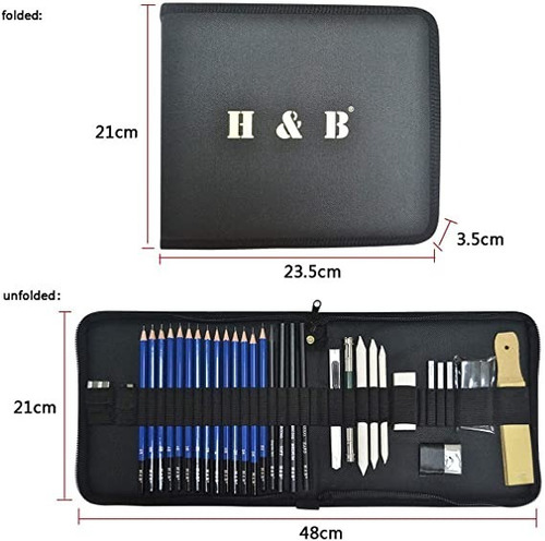Imagen 4 de 7 de Kit 35 Piezas Profesional De Dibujo Con Lápices Hb
