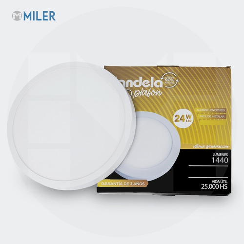 Imagen 2 de 10 de Panel Led Exterior Plafon Circular 24w Ø30cm Marco Blanco