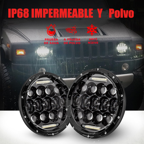 1par 7'' Faros Led Lupa Redondo Drl Para Wrangler Jeep Vocho