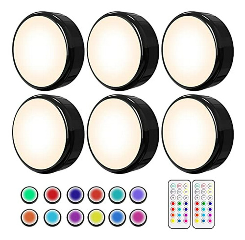 Puck Lights Con Control Remoto, Cambio De Color, 6 Pack