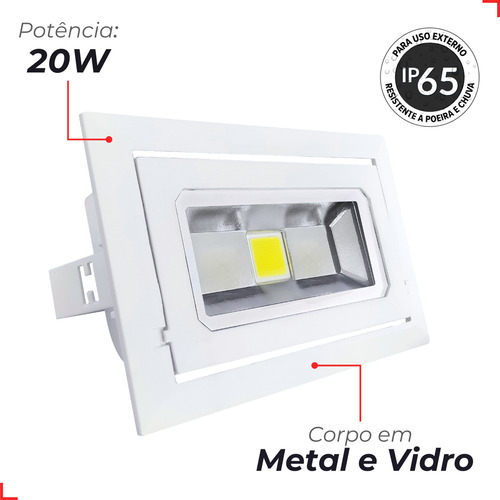 Refletor Effect 20w 4000k Luz Branco Neutro 1800lm à prova de água 127/220V Branco Cod 287020870 Deluxe by Avant