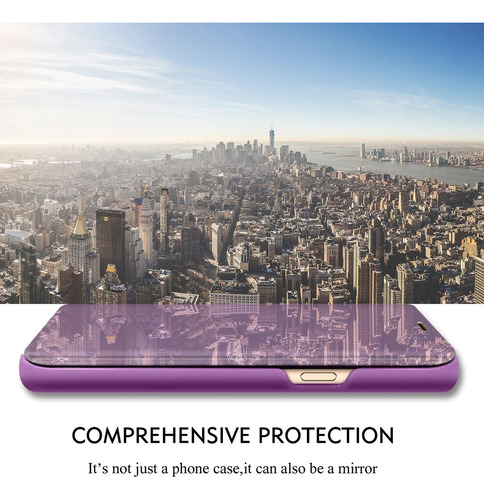 Funda Para Samsung A06 Clear View + Vidrio Full 9d C/huella Violeta Oscuro