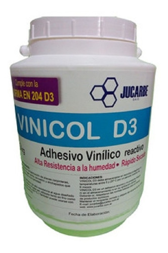 Cola Vinilica 5kg Vinicol D3 Secado Rapido Resiste Humedad