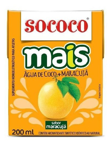 Kit Água De Coco Sococo Mais Maracujá 200ml - Kit Com 12