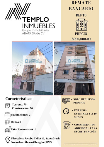 Departamento En Venta En Jacobo Callot 13, Santa María Nonoalco, Álvaro Obregón Cdmx