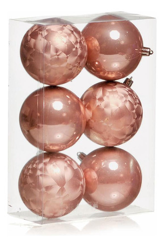 Kit 06 bolas con purpurina y textura, 8 cm, color natal/22 colores rosado/oro rosa