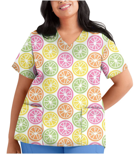 Blusa Con Estampado De Uniforme De Trabajo Para Mujer K Con