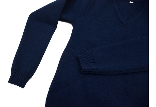 Imagen 3 de 6 de Sweater Pullover Liso Escote V Colegial Nene Nena Azul