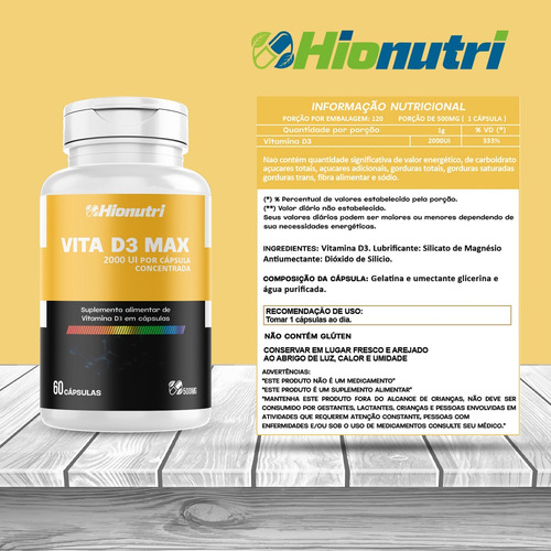 Vit D3 2000 Ui Und C/ 60 Cápsulas 500mg