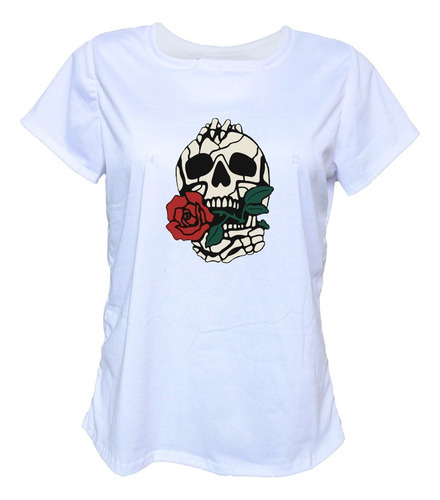 Blusa Playera Calavera Rosa Mujer Halloween Extra