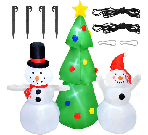 Inflable Navidad Muñeco Nieve Arbol 1.7m Decoracion Luz Led Color Multicolor