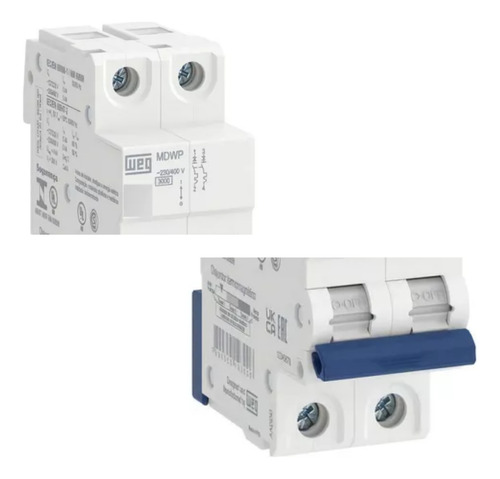 Kit 2 Unidades - Weg Disjuntor Bipolar Din 25a (2 Polos)