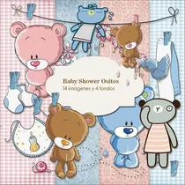Comprar Kit Imprimible Baby Shower Ositos - 14 Imágenes 4 Fondos
