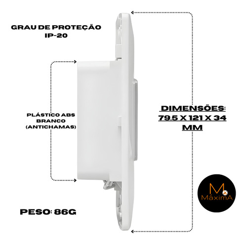 Luz Luminária Lâmpada De Emergência Embutir Parede 100lumens