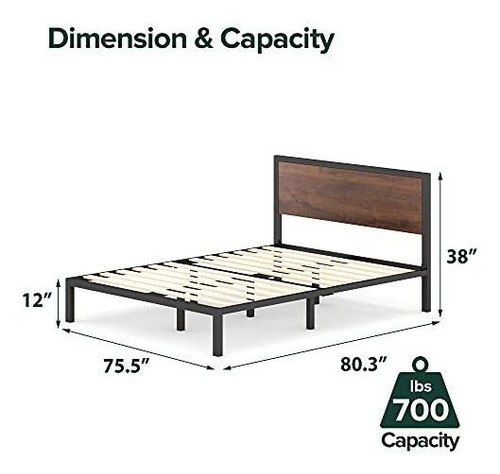 Estructura De Cama Con Plataforma De Metal Y Madera